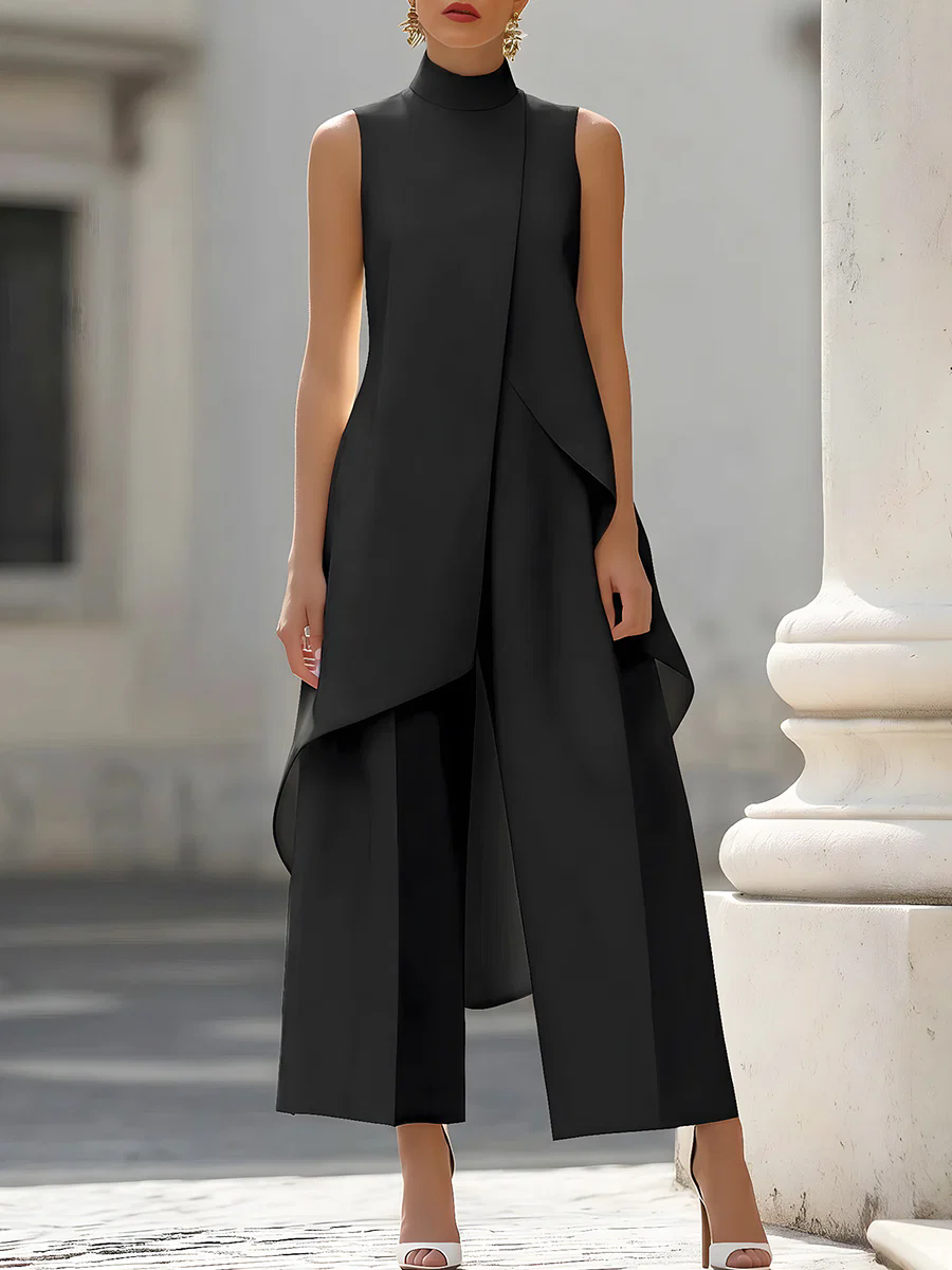 Women'S Elegant Formal Wear - بدلة نسائية بدون أكمام ذات ياقة