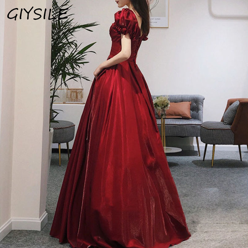 Women'S Formal Dinner Wear - فستان سهرة نسائي بأكمام قصيرة ورقبة