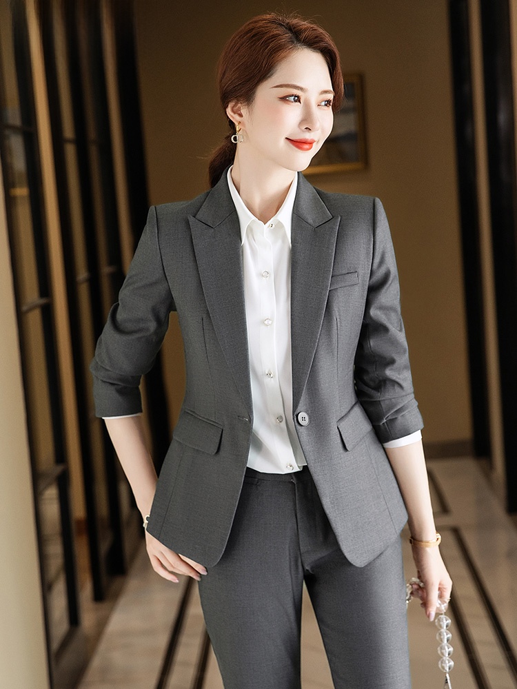 High End Women'S Formal Wear - طقم بدلة رمادية للنساء لفصلي الربيع