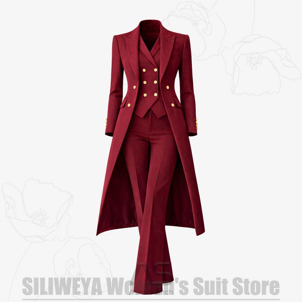 Women'S Elegant Formal Wear - بدلة نسائية من 3 قطع معطف