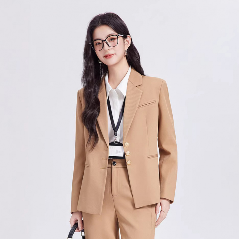 High End Women'S Formal Wear - طقم بدلة نسائية بلون الكاكي، راقي،