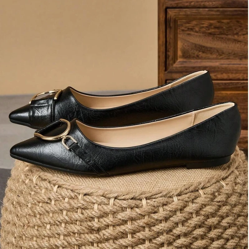 Women Formal Wear Shoes - أحذية نسائية أنيقة سوداء مسطحة بمقدمة