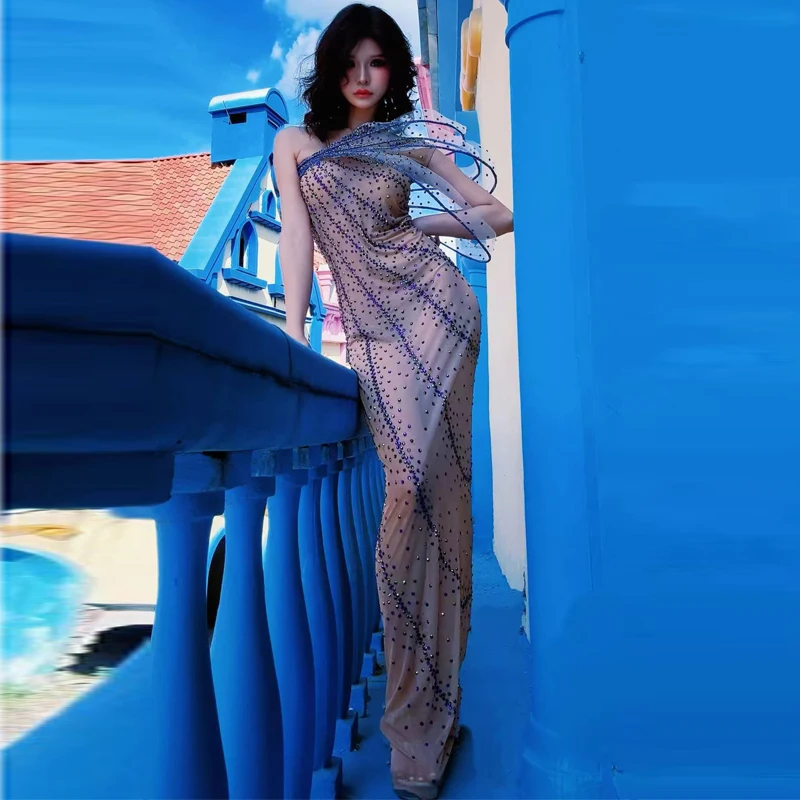فستان طويل فاخر بأحجار الراين  - مراجعة Women Formal Wear Photoshoot وسعره