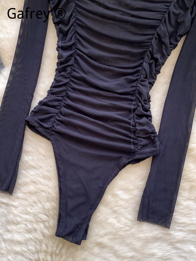 بودي سوت نسائي مثير شبكي رمادي - مراجعة Turtleneck Bodysuit Office وسعره