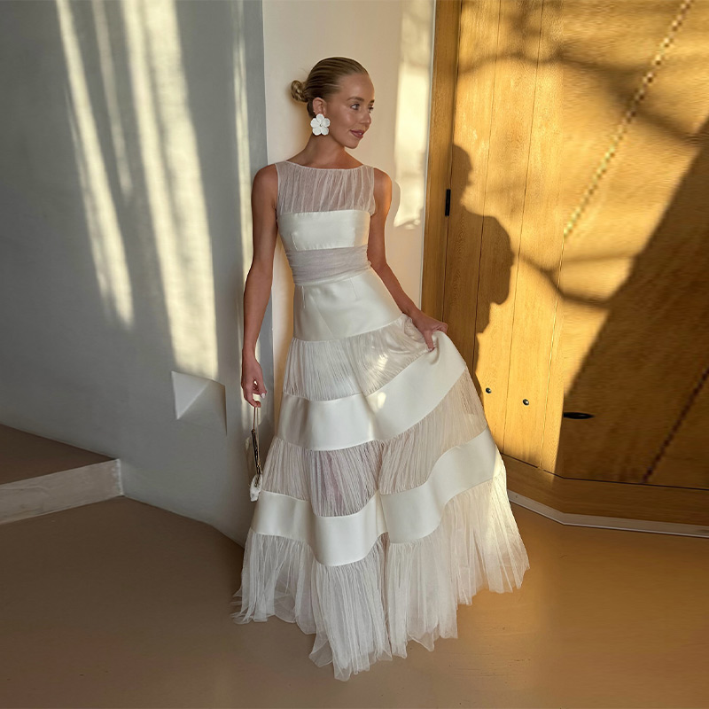فستان سهرة نسائي أنيق أبيض بدو - مراجعة Women'S Formal Dinner Wear وسعره