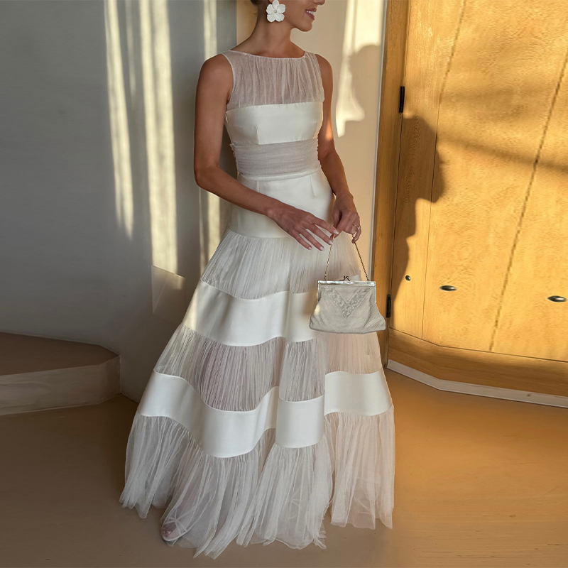 فستان سهرة نسائي أنيق أبيض بدو - مراجعة Women'S Formal Dinner Wear وسعره