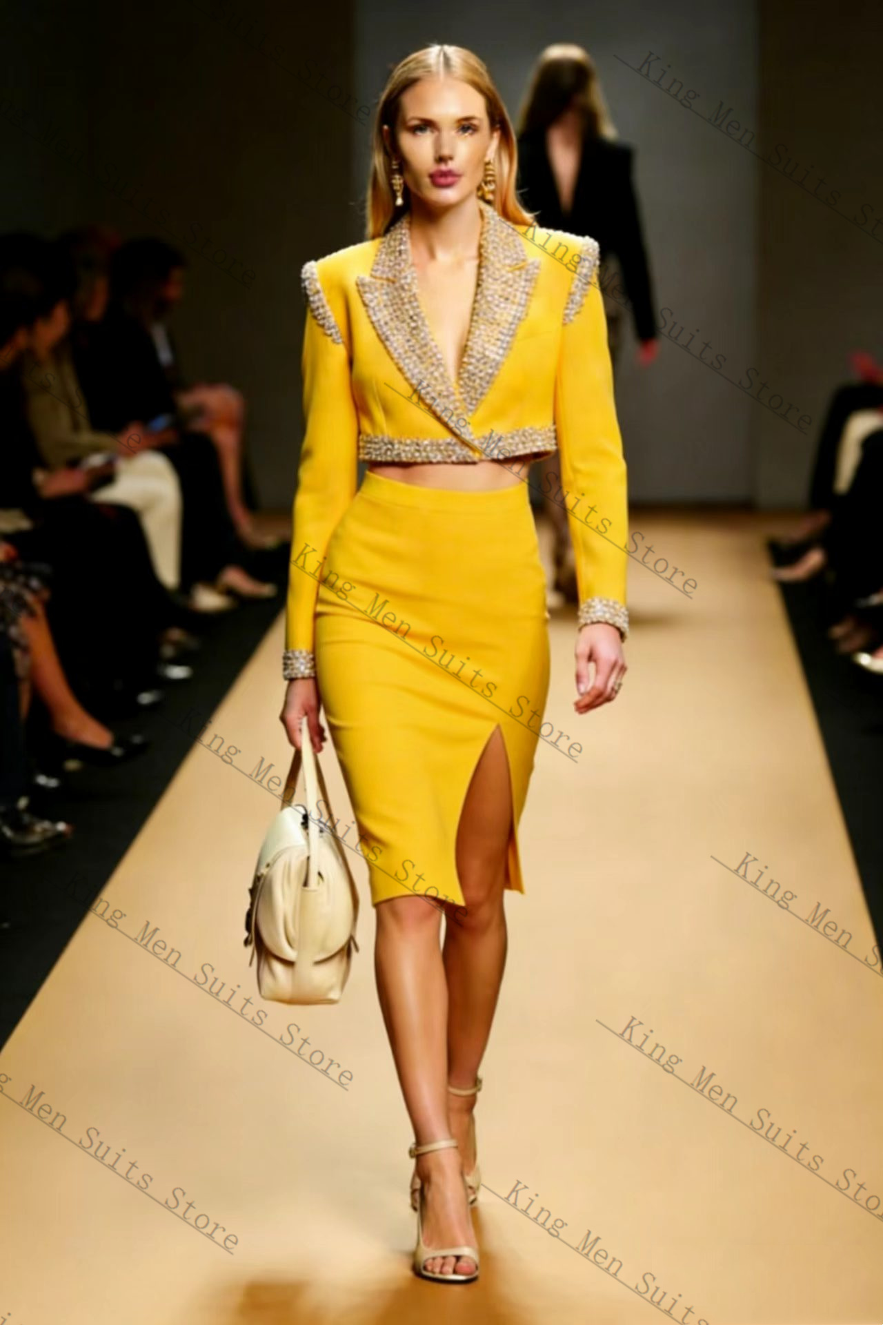 طقم بدلة نسائية بكريستالات صفر - مراجعة Women Formal Wear With Skirt وسعره