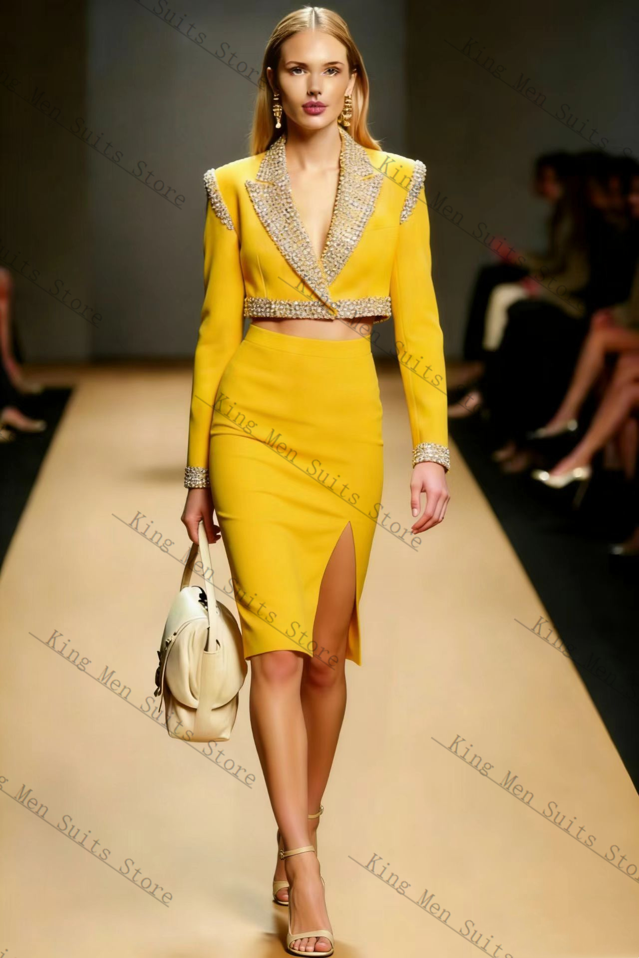طقم بدلة نسائية بكريستالات صفر - مراجعة Women Formal Wear With Skirt وسعره