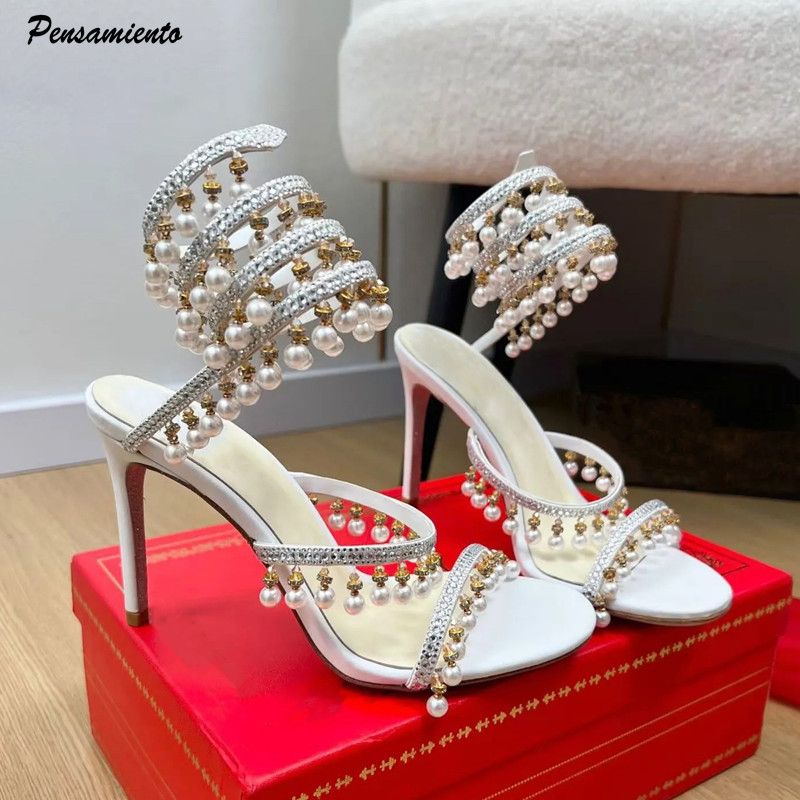 صنادل نسائية فاخرة مزينة بالأح - مراجعة Women Formal Wear For Wedding وسعره