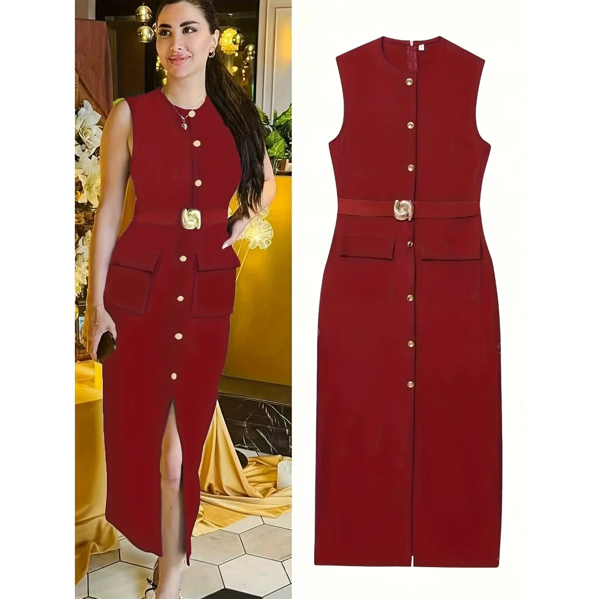 فستان نسائي بدون أكمام برقبة د - مراجعة Women'S Formal Dinner Wear وسعره