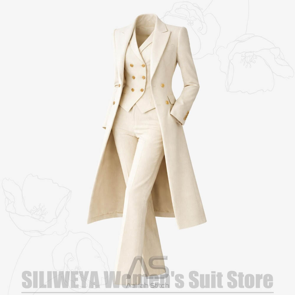 بدلة نسائية من 3 قطع معطف طويل - مراجعة Women'S Elegant Formal Wear وسعره