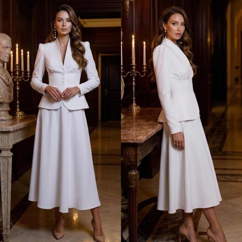 طقم بدلة نسائية أنيق من قطعتين - مراجعة Women Formal Wear With Skirt وسعره