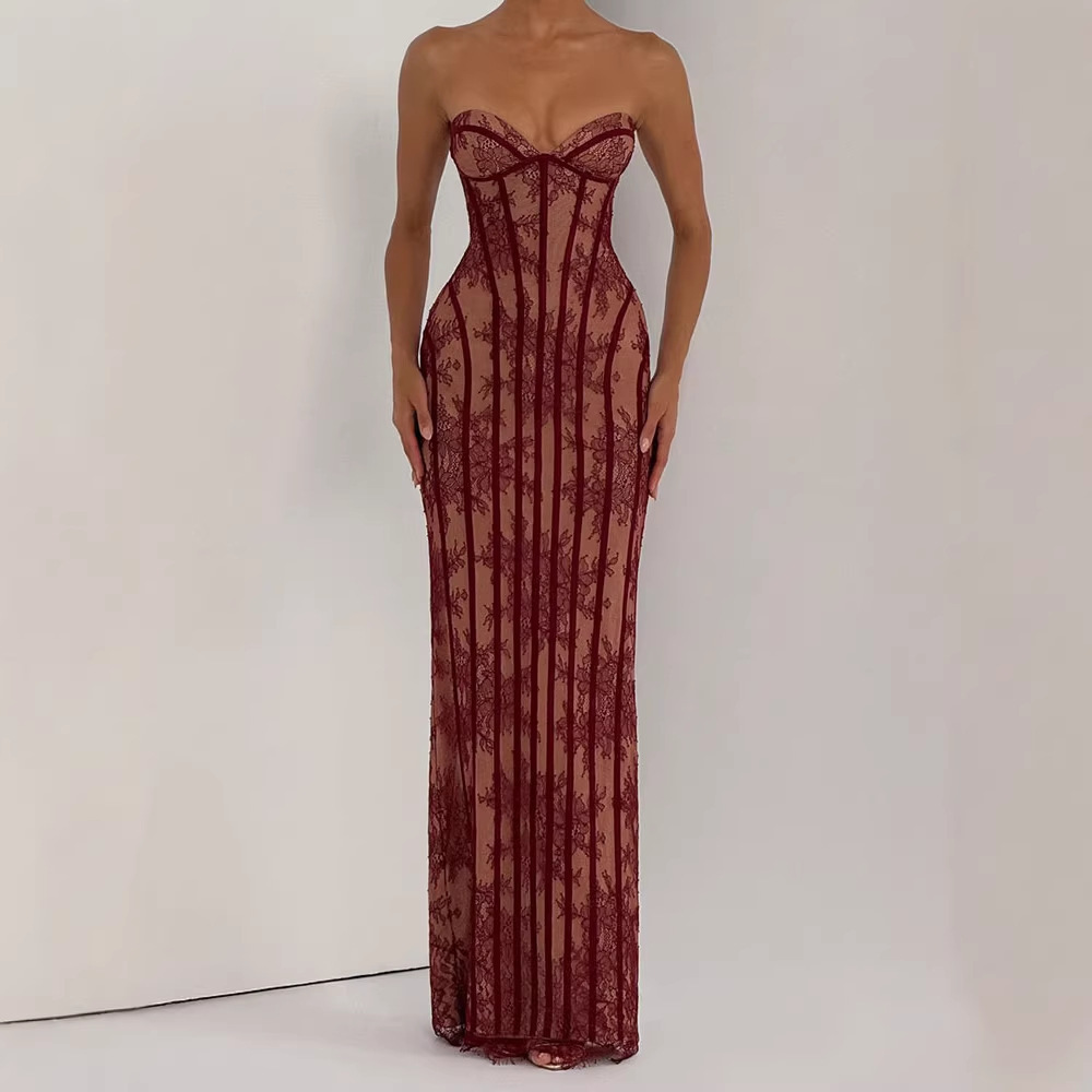فستان ماكسي ضيق بدون حمالات لل - مراجعة Women'S Elegant Formal Wear وسعره